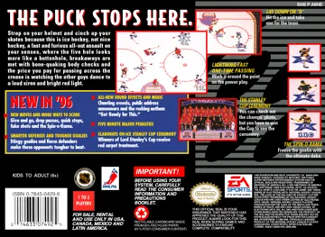 NHL 96 (USA) box cover back